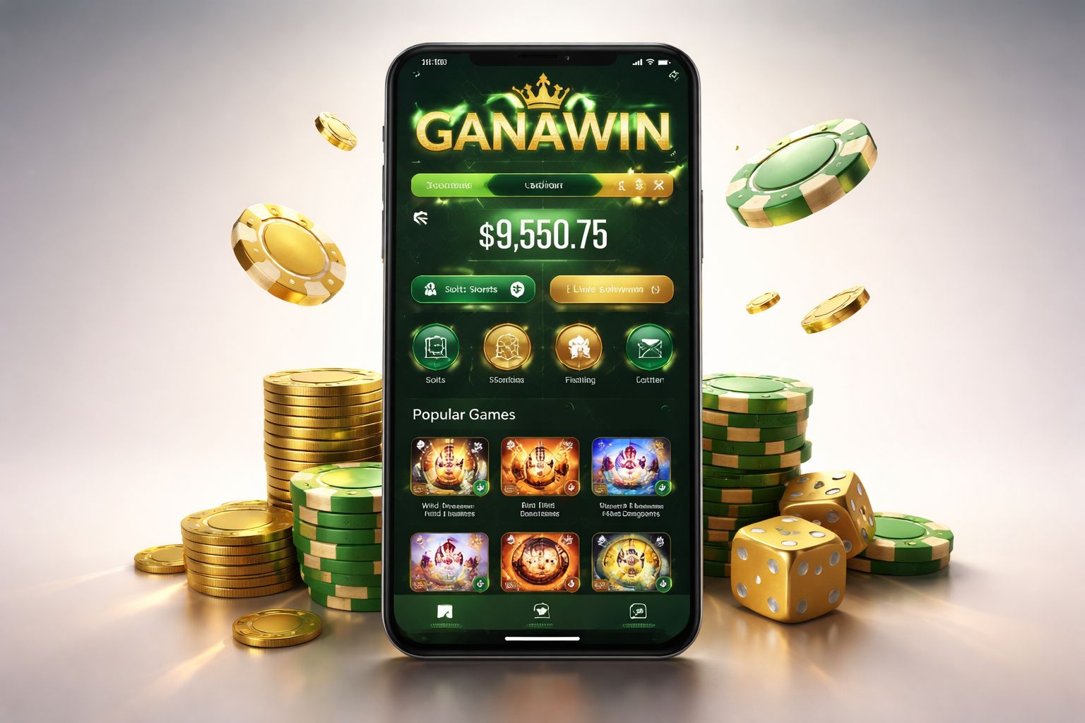 Aplicación móvil GanaWIN en dispositivos Android y iPhone