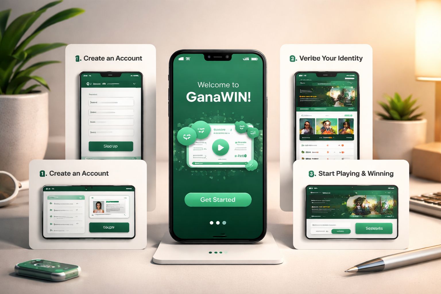 Guía de acceso a la app GanaWIN en un teléfono móvil en México