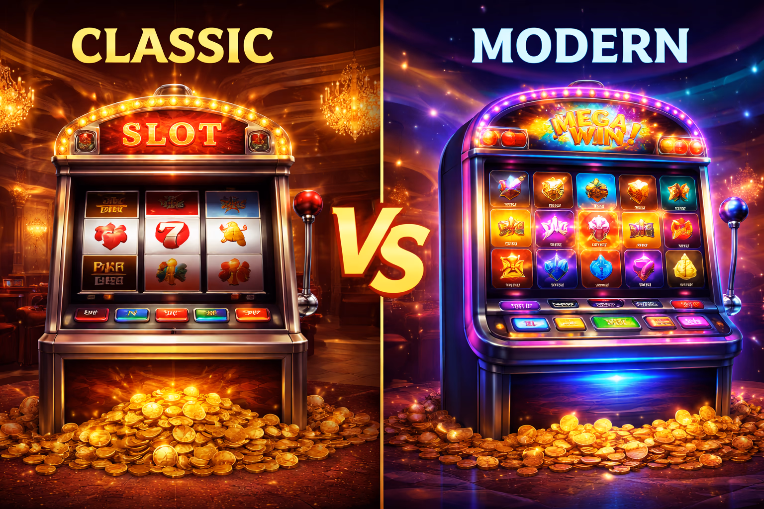 Comparación GanaWIN de interfaces clásicas y modernas de tragamonedas